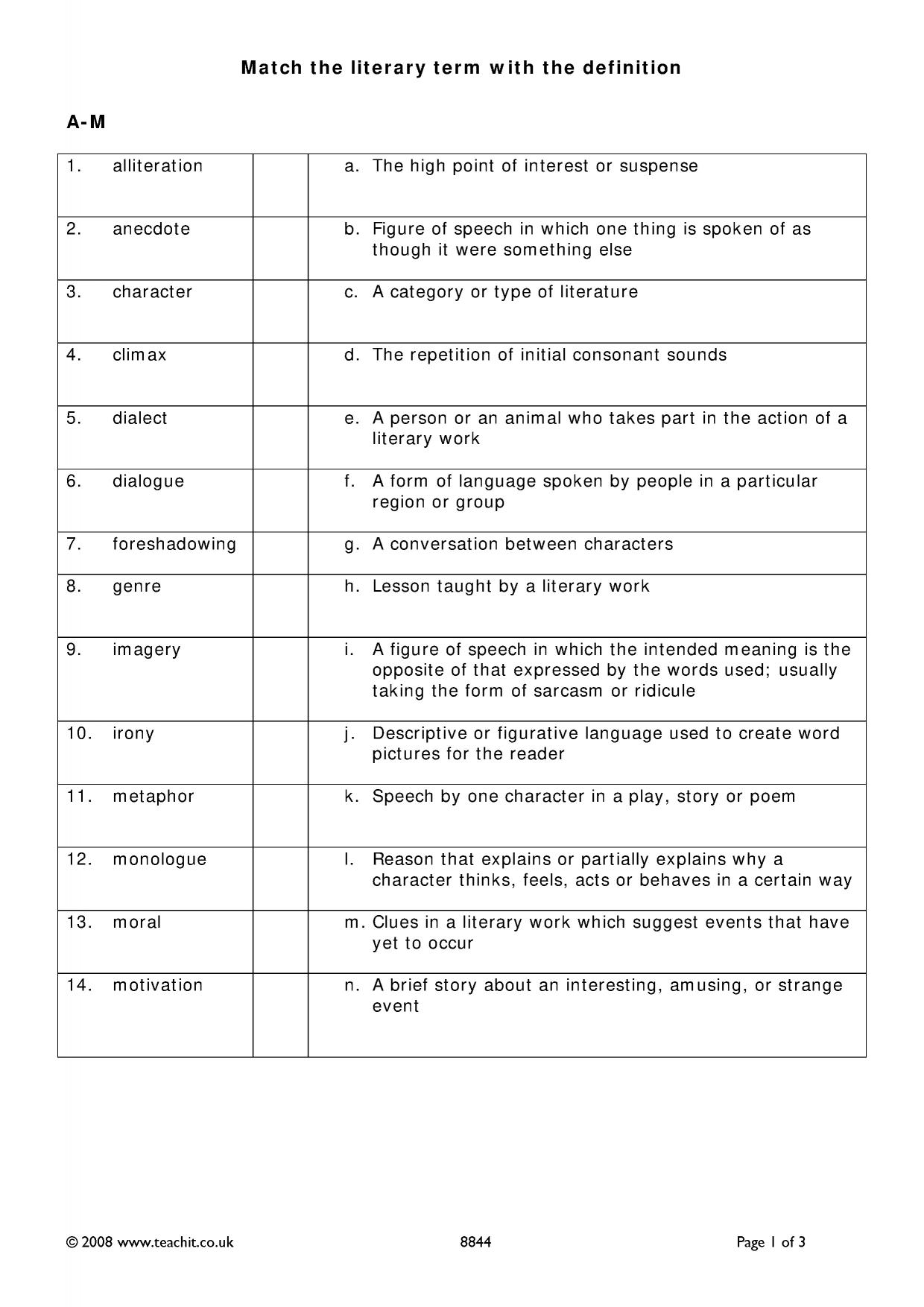 Scrambled literary terms test with answers [PDF] Regarding Literary Devices Worksheet Pdf