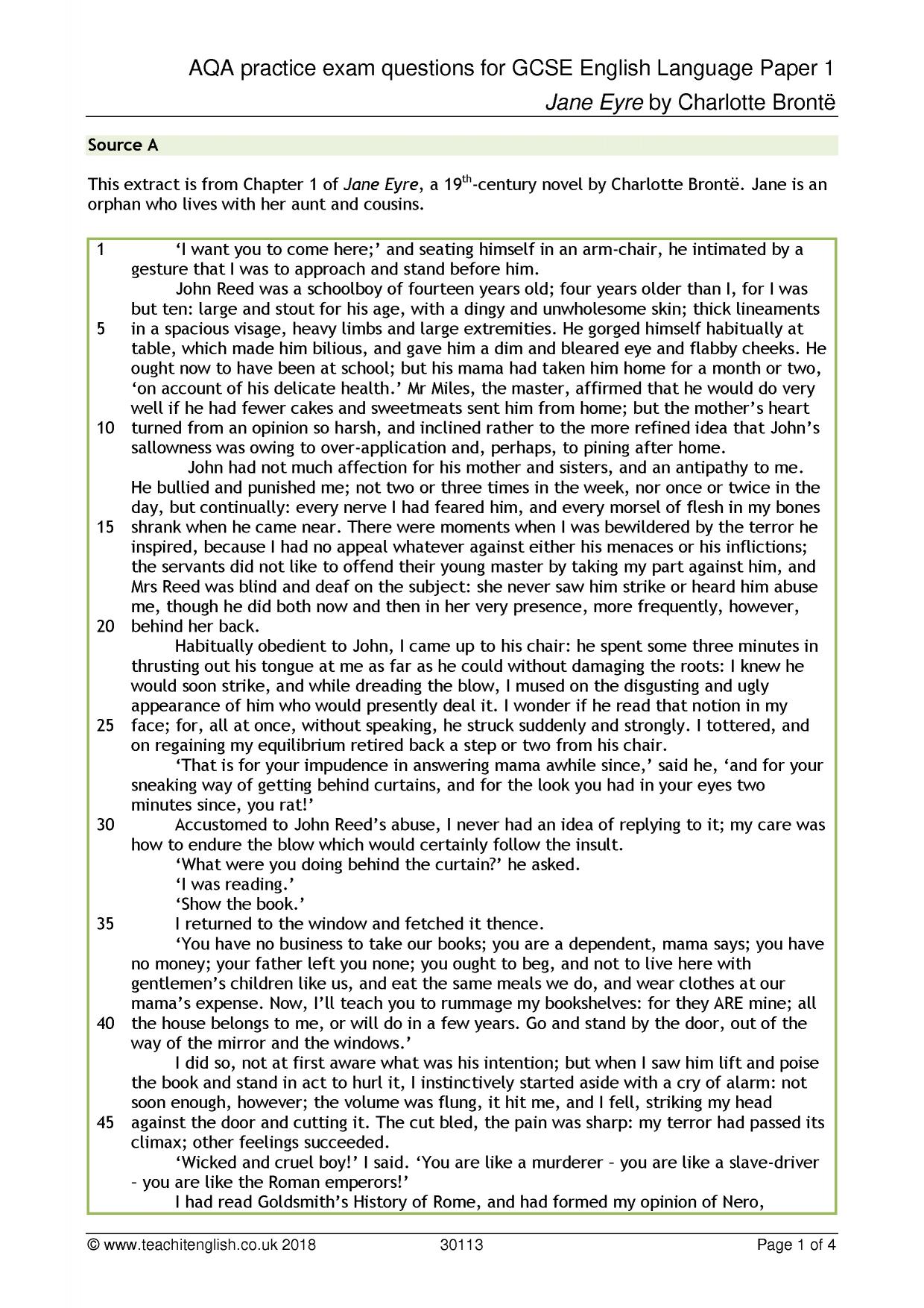 Aqa Language Paper 1 Question 5 Answers - Aqa English Language Paper 2 Section A Grade A Gender ...